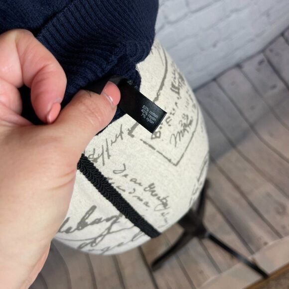 The Limited 3/4 Sleeve Navy Ribbed Sweater with Partial Zip Back - Picture 8 of 8